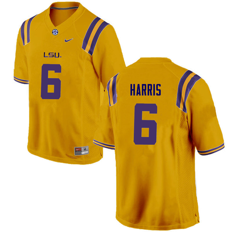 Men LSU Tigers #6 Brandon Harris College Football Jerseys Game-Gold